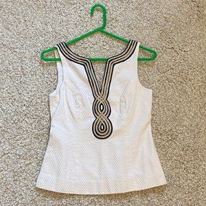 Lilly Pulitzer White Janice Applique Tank Top